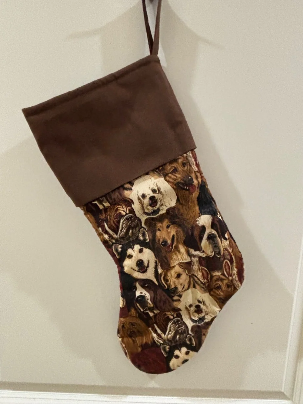 Handmade crafted Dog Holiday Stocking